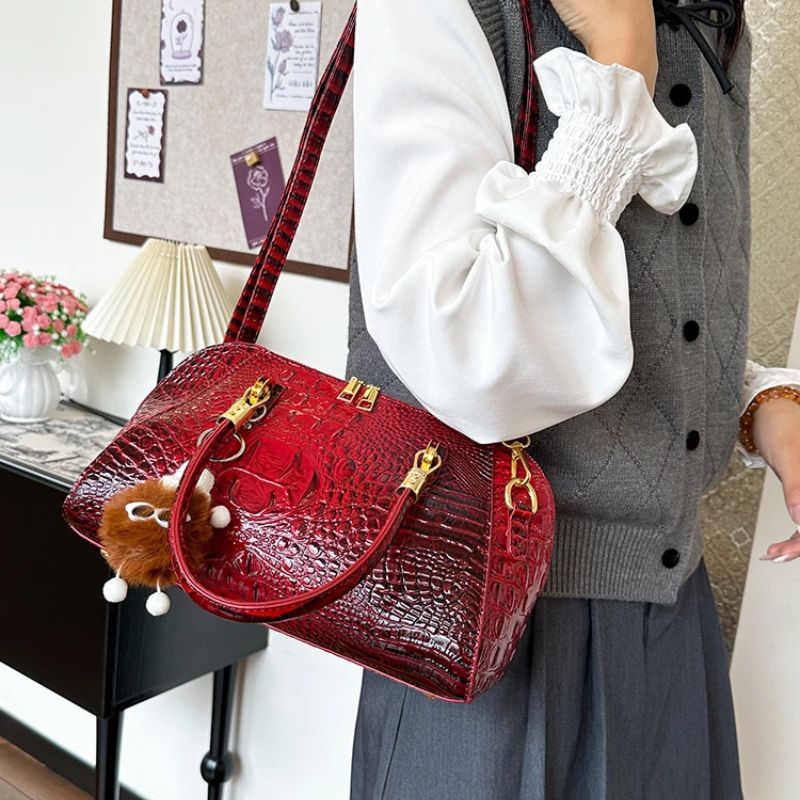 sac à main crocodile bordeaux